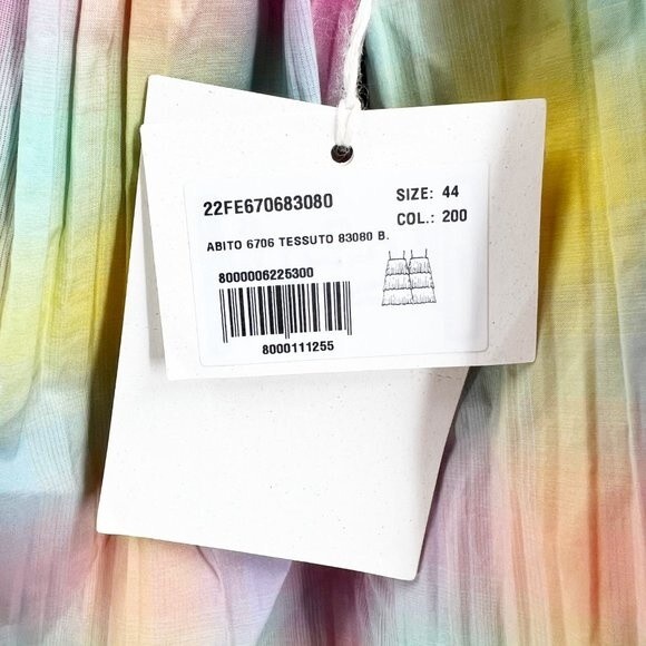 Anthropologie Beatrice B Rainbow Tiered Dress Pleated Square Neck Size M NWT - Picture 8 of 12